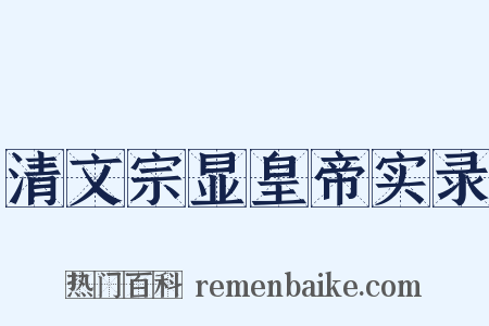 清文宗显皇帝实录是什么意思的图片